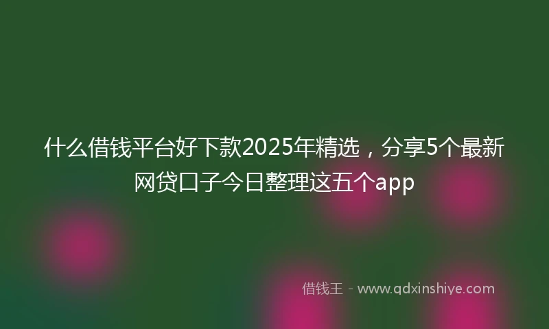 什么借钱平台好下款2025年精选，分享5个最新网贷口子今日整理这五个app