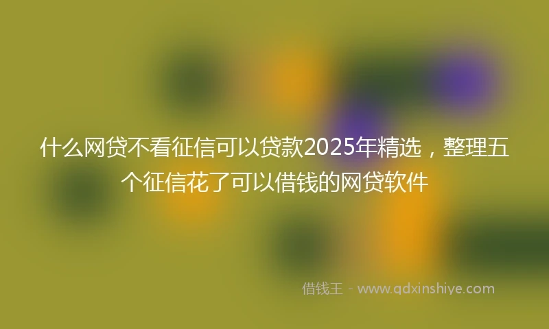 什么网贷不看征信可以贷款2025年精选，整理五个征信花了可以借钱的网贷软件