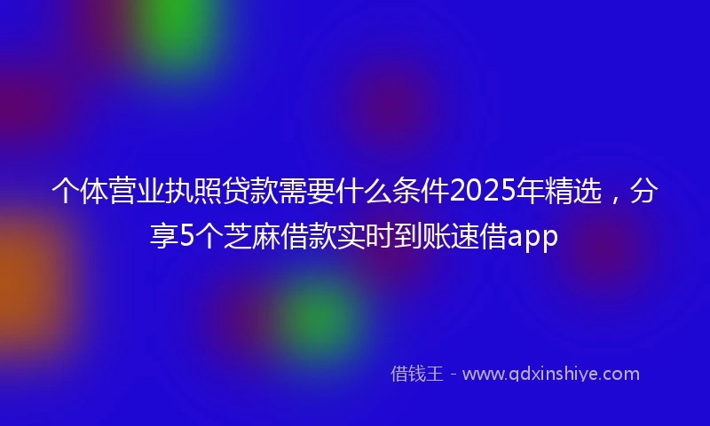 个体营业执照贷款需要什么条件2025年精选，分享5个芝麻借款实时到账速借app