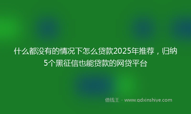 什么都没有的情况下怎么贷款2025年推荐，归纳5个黑征信也能贷款的网贷平台
