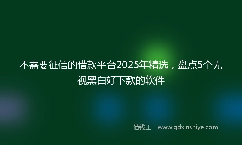 不需要征信的借款平台2025年精选，盘点5个无视黑白好下款的软件
