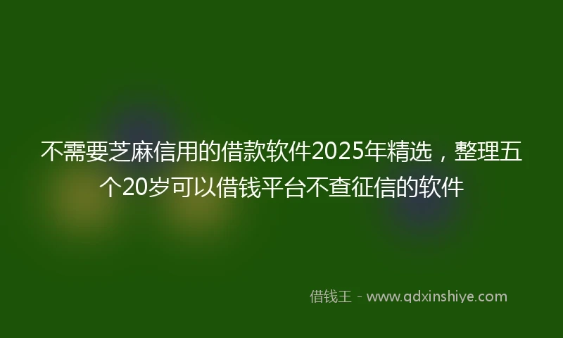 不需要芝麻信用的借款软件2025年精选，整理五个20岁可以借钱平台不查征信的软件