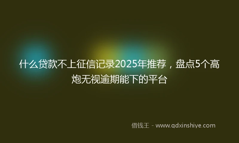 什么贷款不上征信记录2025年推荐，盘点5个高炮无视逾期能下的平台