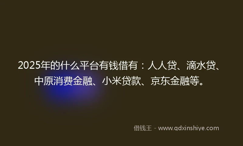 2025年的什么平台有钱借有：人人贷、滴水贷、中原消费金融、小米贷款、京东金融等。