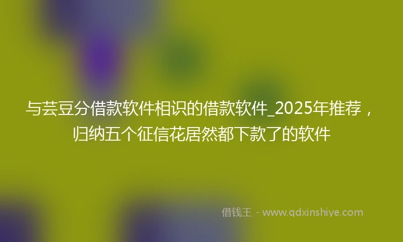 与芸豆分借款软件相识的借款软件_2025年推荐，归纳五个征信花居然都下款了的软件