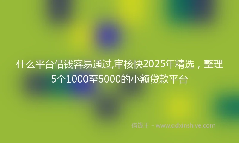 什么平台借钱容易通过,审核快2025年精选，整理5个1000至5000的小额贷款平台
