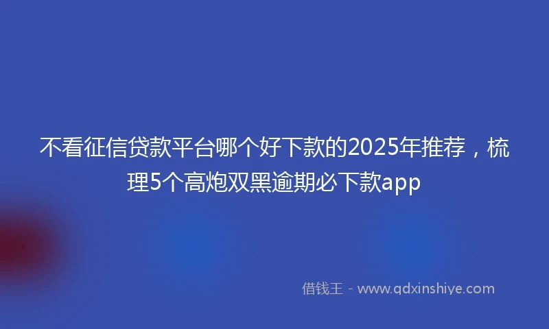 不看征信贷款平台哪个好下款的2025年推荐，梳理5个高炮双黑逾期必下款app