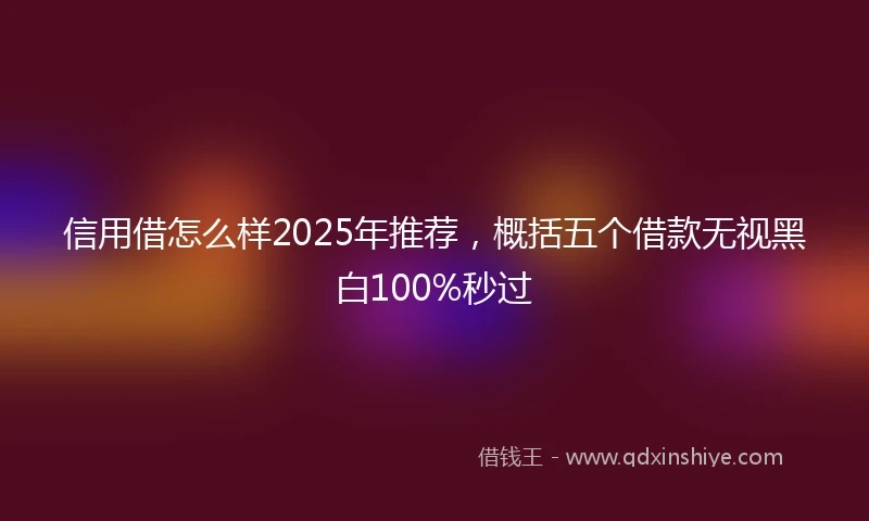 信用借怎么样2025年推荐，概括五个借款无视黑白100%秒过
