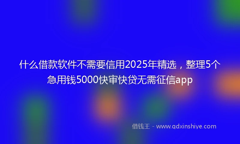 什么借款软件不需要信用2025年精选，整理5个急用钱5000快审快贷无需征信app
