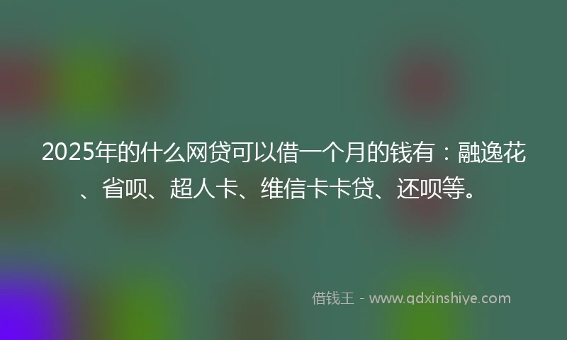 2025年的什么网贷可以借一个月的钱有：融逸花、省呗、超人卡、维信卡卡贷、还呗等。