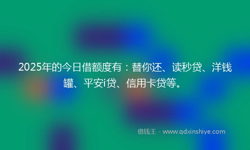 2025年的今日借额度有：替你还、读秒贷、洋钱罐、平安i贷、信用卡贷等。