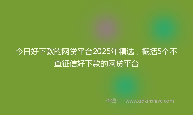 今日好下款的网贷平台2025年精选，概括5个不查征信好下款的网贷平台