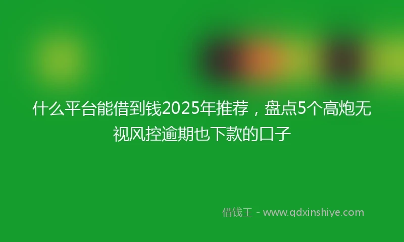 什么平台能借到钱2025年推荐，盘点5个高炮无视风控逾期也下款的口子