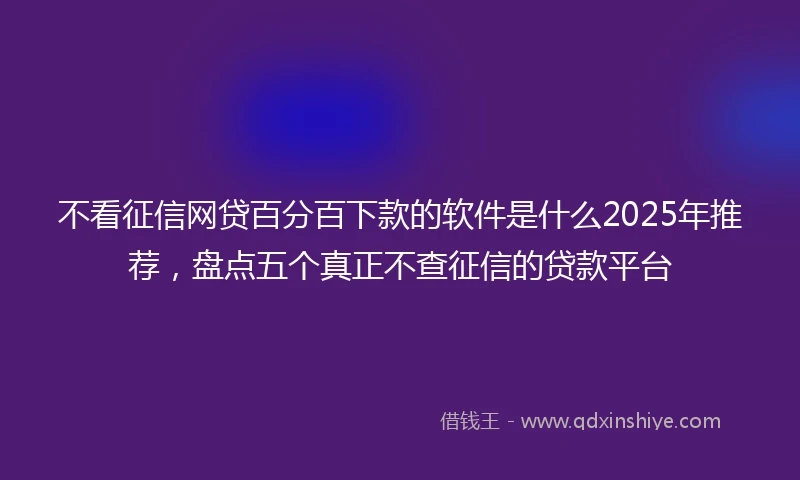 不看征信网贷百分百下款的软件是什么2025年推荐，盘点五个真正不查征信的贷款平台