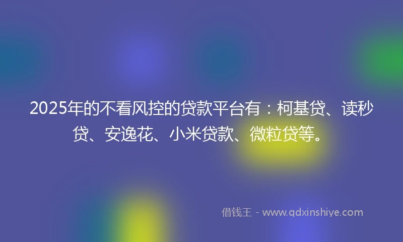 2025年的不看风控的贷款平台有：柯基贷、读秒贷、安逸花、小米贷款、微粒贷等。