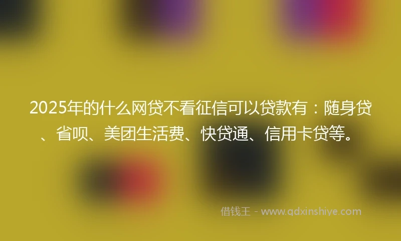 2025年的什么网贷不看征信可以贷款有：随身贷、省呗、美团生活费、快贷通、信用卡贷等。