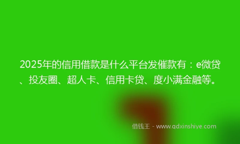 2025年的信用借款是什么平台发催款有：e微贷、投友圈、超人卡、信用卡贷、度小满金融等。