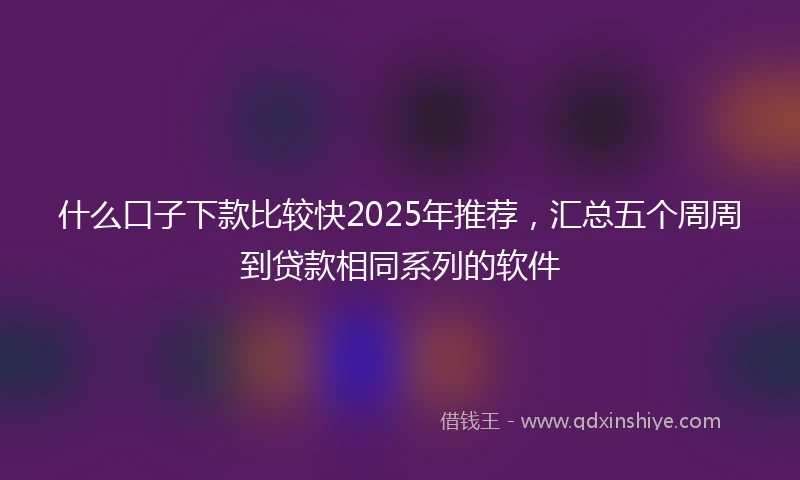 什么口子下款比较快2025年推荐，汇总五个周周到贷款相同系列的软件