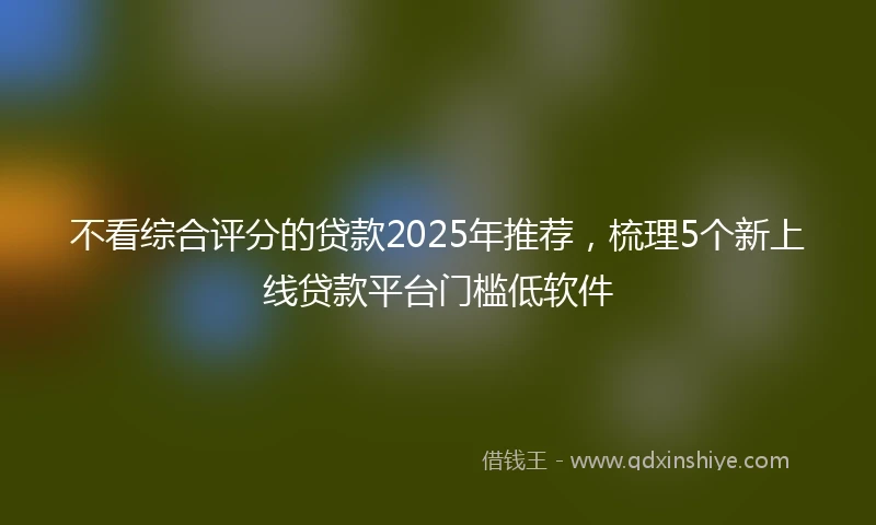 不看综合评分的贷款2025年推荐，梳理5个新上线贷款平台门槛低软件
