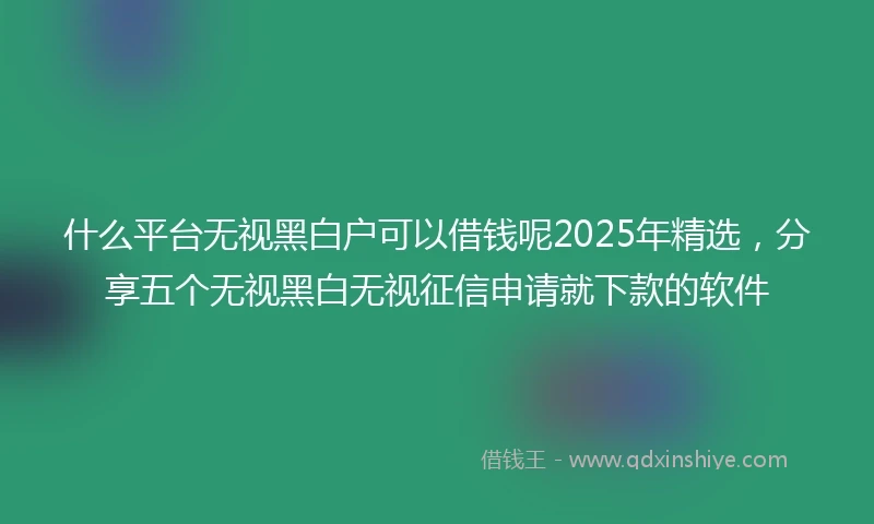 什么平台无视黑白户可以借钱呢2025年精选，分享五个无视黑白无视征信申请就下款的软件