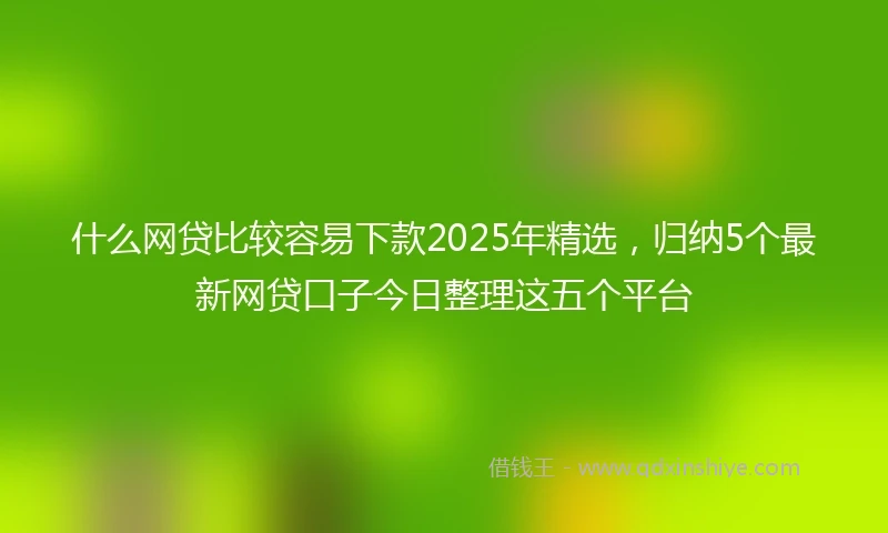 什么网贷比较容易下款2025年精选，归纳5个最新网贷口子今日整理这五个平台