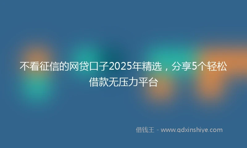 不看征信的网贷口子2025年精选，分享5个轻松借款无压力平台