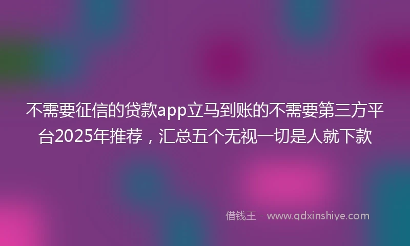 不需要征信的贷款app立马到账的不需要第三方平台2025年推荐，汇总五个无视一切是人就下款