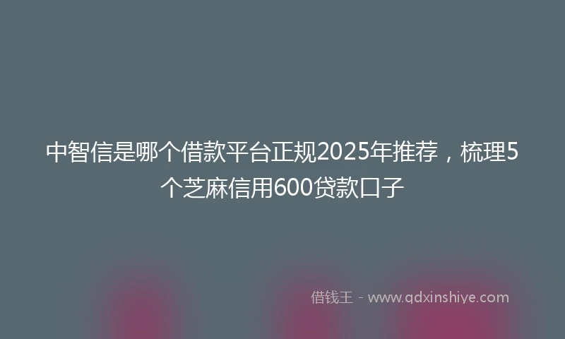 中智信是哪个借款平台正规2025年推荐，梳理5个芝麻信用600贷款口子