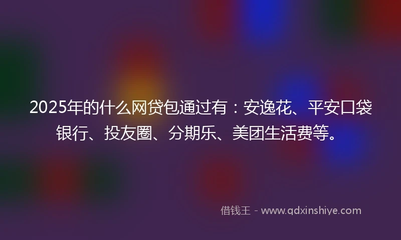 2025年的什么网贷包通过有：安逸花、平安口袋银行、投友圈、分期乐、美团生活费等。