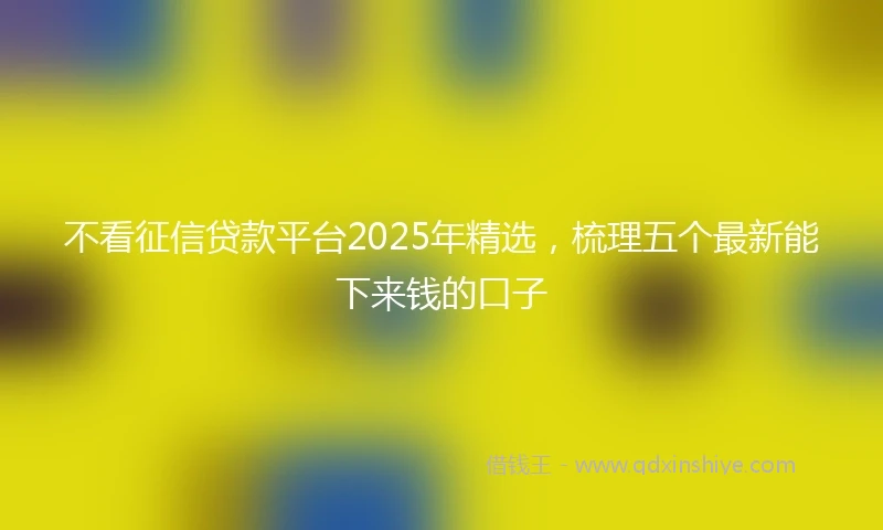 不看征信贷款平台2025年精选，梳理五个最新能下来钱的口子