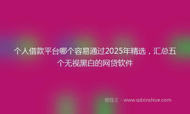 个人借款平台哪个容易通过2025年精选，汇总五个无视黑白的网贷软件