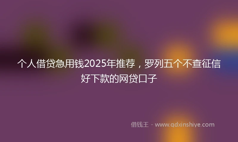 个人借贷急用钱2025年推荐，罗列五个不查征信好下款的网贷口子