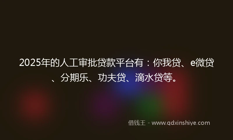 2025年的人工审批贷款平台有：你我贷、e微贷、分期乐、功夫贷、滴水贷等。