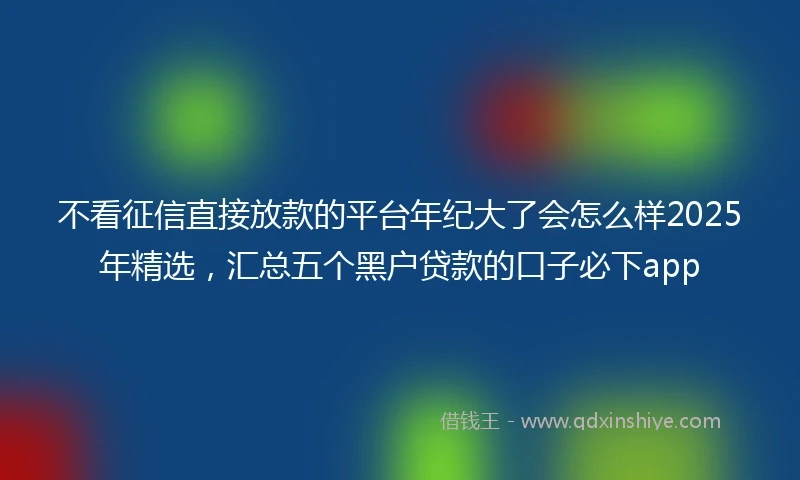 不看征信直接放款的平台年纪大了会怎么样2025年精选，汇总五个黑户贷款的口子必下app