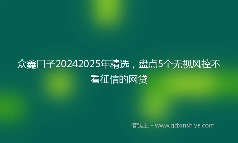 众鑫口子20242025年精选，盘点5个无视风控不看征信的网贷