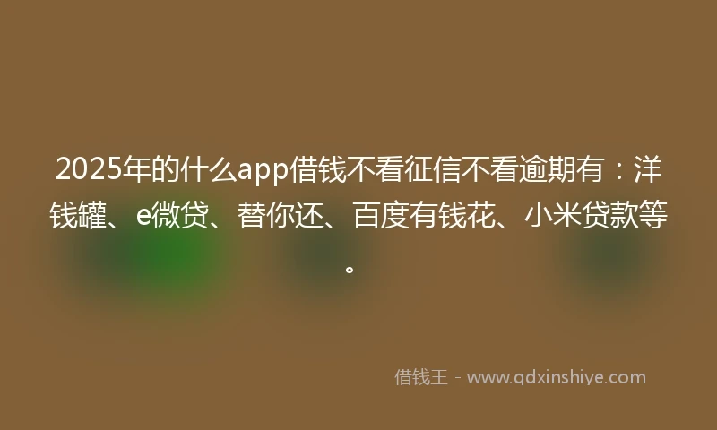 2025年的什么app借钱不看征信不看逾期有：洋钱罐、e微贷、替你还、百度有钱花、小米贷款等。