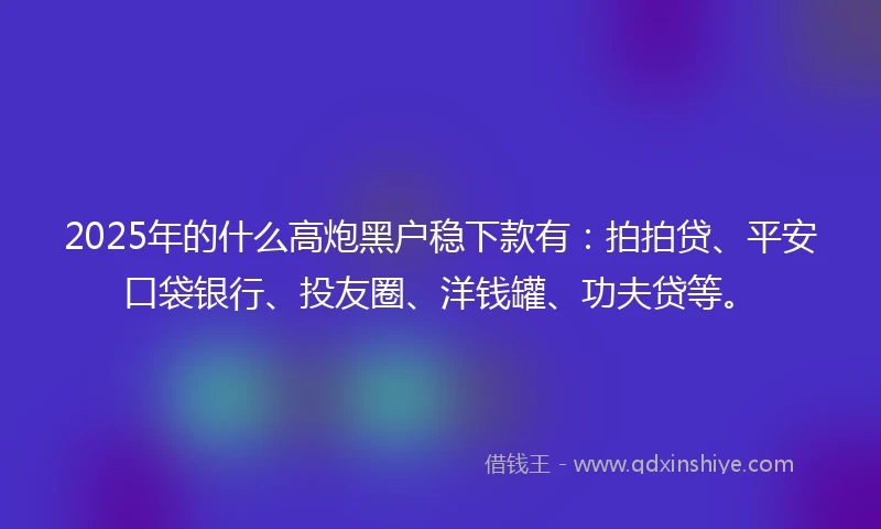 2025年的什么高炮黑户稳下款有：拍拍贷、平安口袋银行、投友圈、洋钱罐、功夫贷等。