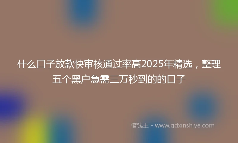 什么口子放款快审核通过率高2025年精选，整理五个黑户急需三万秒到的的口子