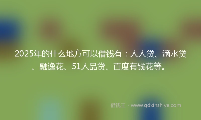 2025年的什么地方可以借钱有：人人贷、滴水贷、融逸花、51人品贷、百度有钱花等。