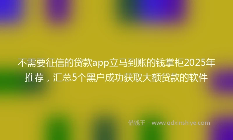 不需要征信的贷款app立马到账的钱掌柜2025年推荐，汇总5个黑户成功获取大额贷款的软件