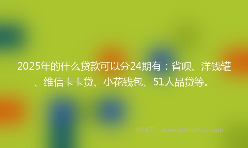 2025年的什么贷款可以分24期有：省呗、洋钱罐、维信卡卡贷、小花钱包、51人品贷等。