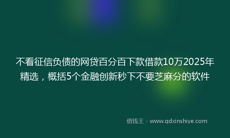 不看征信负债的网贷百分百下款借款10万2025年精选，概括5个金融创新秒下不要芝麻分的软件
