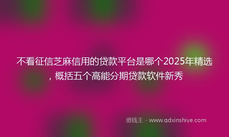 不看征信芝麻信用的贷款平台是哪个2025年精选,概括五个高能分期贷款软件新秀