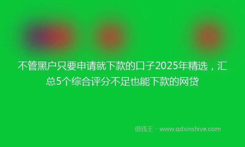 不管黑户只要申请就下款的口子2025年精选，汇总5个综合评分不足也能下款的网贷