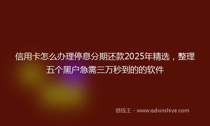 信用卡怎么办理停息分期还款2025年精选，整理五个黑户急需三万秒到的的软件