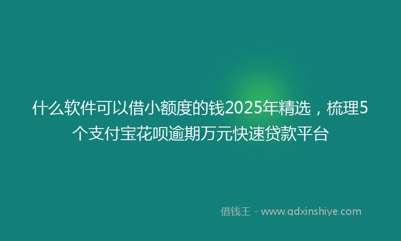 什么软件可以借小额度的钱2025年精选，梳理5个支付宝花呗逾期万元快速贷款平台