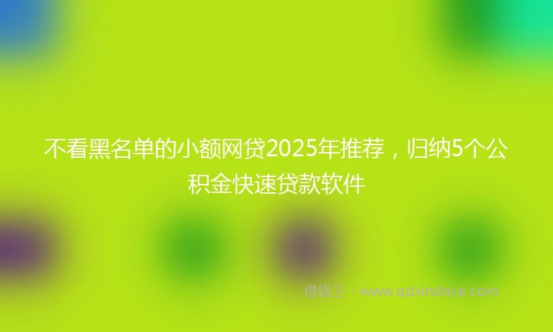 不看黑名单的小额网贷2025年推荐，归纳5个公积金快速贷款软件