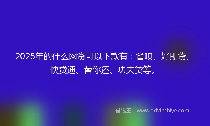2025年的什么网贷可以下款有：省呗、好期贷、快贷通、替你还、功夫贷等。