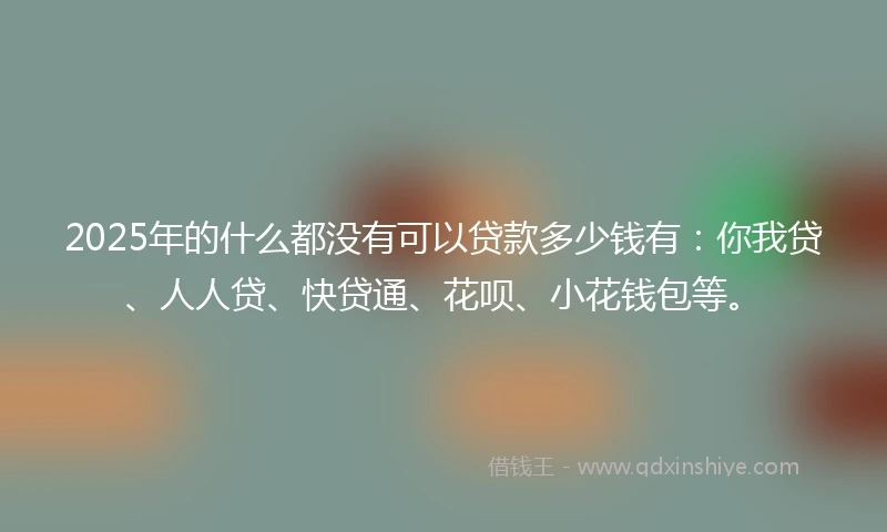 2025年的什么都没有可以贷款多少钱有：你我贷、人人贷、快贷通、花呗、小花钱包等。