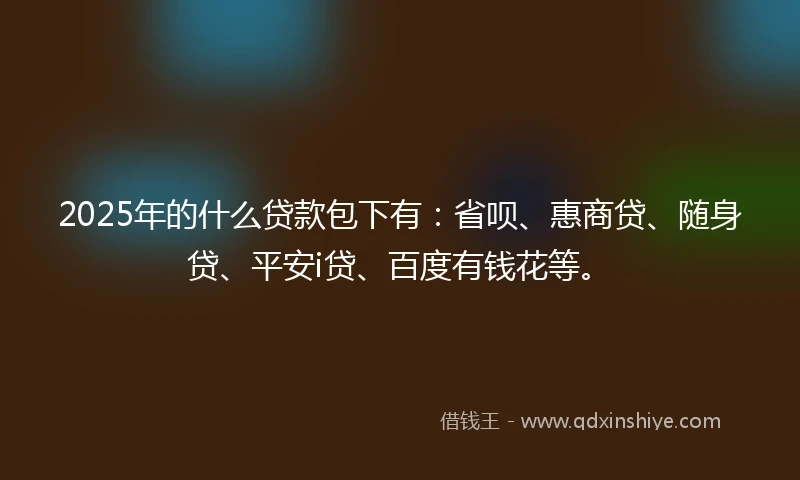 2025年的什么贷款包下有：省呗、惠商贷、随身贷、平安i贷、百度有钱花等。